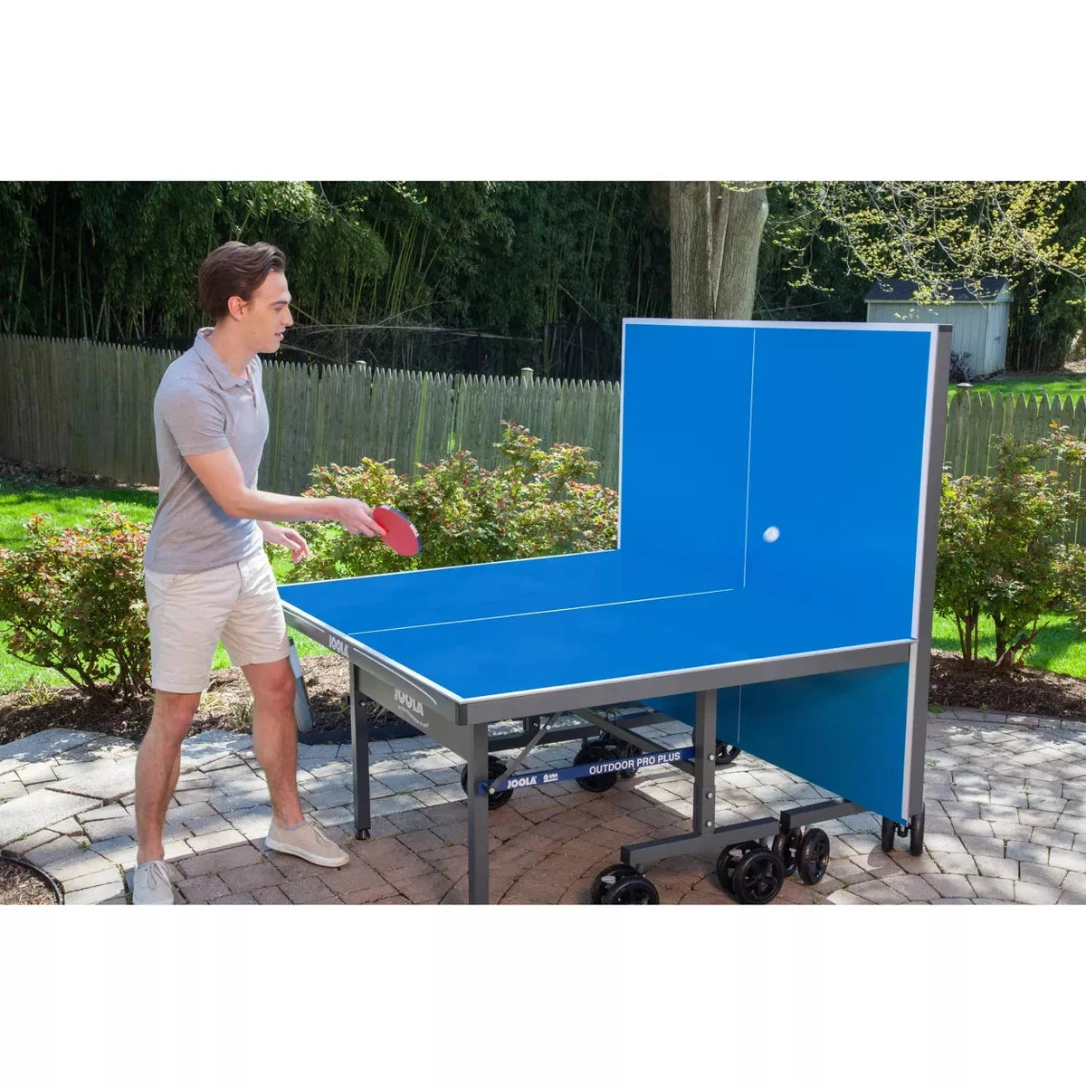 Mesa de Ping-Pong Exterior JOOLA Nova Pro Plus con Red Impermeable. 9x5 pies. Plegable. Superficie de Aluminio