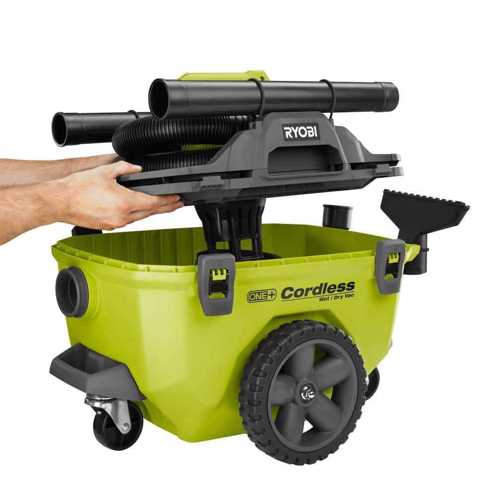 18V Cordless 6-Gallon Wet/Dry Vacuum Kit with 4.0Ah Battery. Charger and Accessories