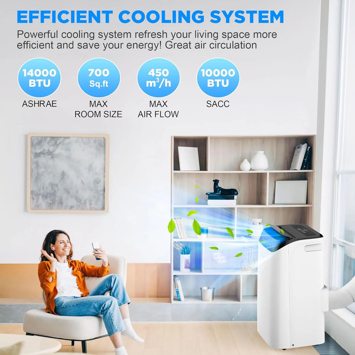 Inverter 16000BTU Portable Air Conditioners with Remote. Free Stand Cooling Portable AC Unit for Room up to 800 sq.ft. with Dehumidifier & Fan. Dual Hose. Quiet Sleep Mode(45dB). Windows Kit