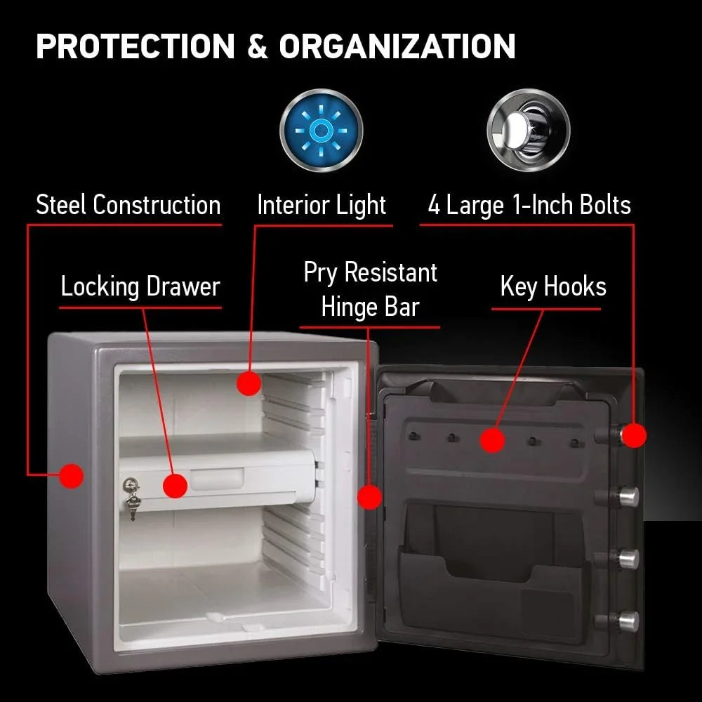 1.23 Cu Ft Waterproof and Fireproof Digital Safe Box. Alloy Steel Security Safe for Home and Office