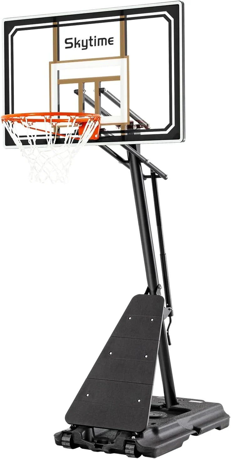 Basketball Hoop 48 Inch Backboard Portable Basketball Hoop Outdoor.5.3-10ft Stepless Regulation Crank Adjust Basketball Goal System