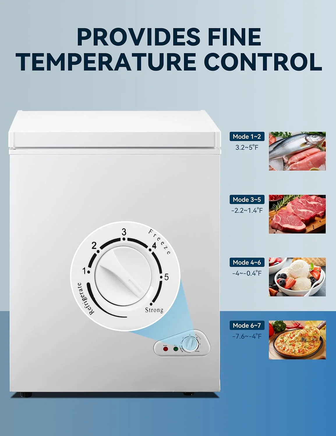 7.0 Cu Ft Chest Freezer - Energy Efficient & Quiet Mini Freezer with Adjustable Thermostat - Compact Deep Freezer for Home. Apartment. and Garage - Removable Basket & Defrost Drain