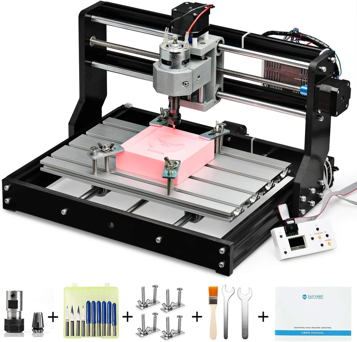 Router Kit GRBL Control 3 Axis Plastic Acrylic PCB PVC Wood Carving Milling Engraving Machine with Offline Controller. XYZ Working Area 300 x 180 x 45mm