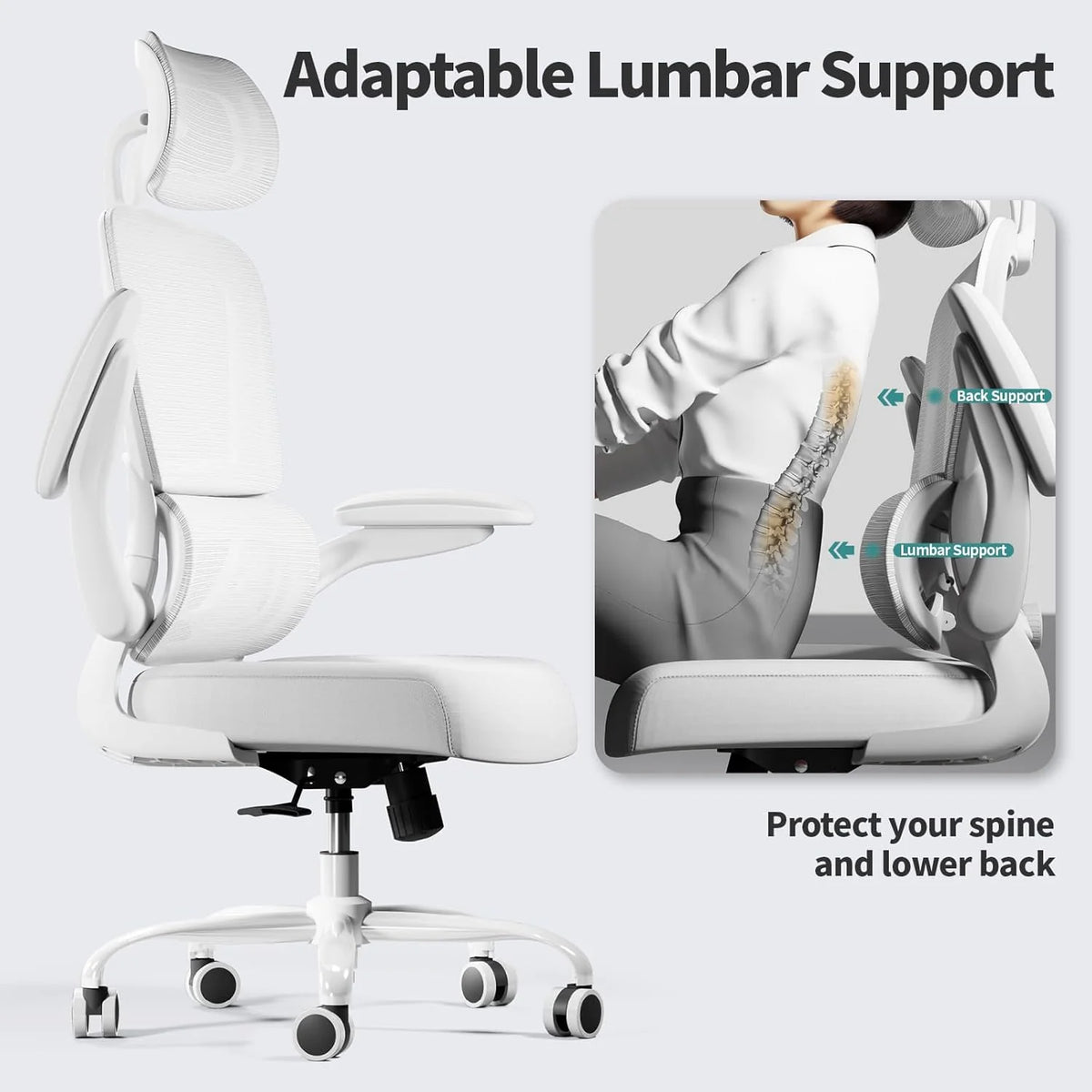 Office Chair Ergonomic Desk Chair. 330 LBS Home Mesh Office Desk Chairs with Wheels. Comfortable Gaming Chair. High Back Office Chair for Long Hours. Office Chair for Study and Work (Grey)