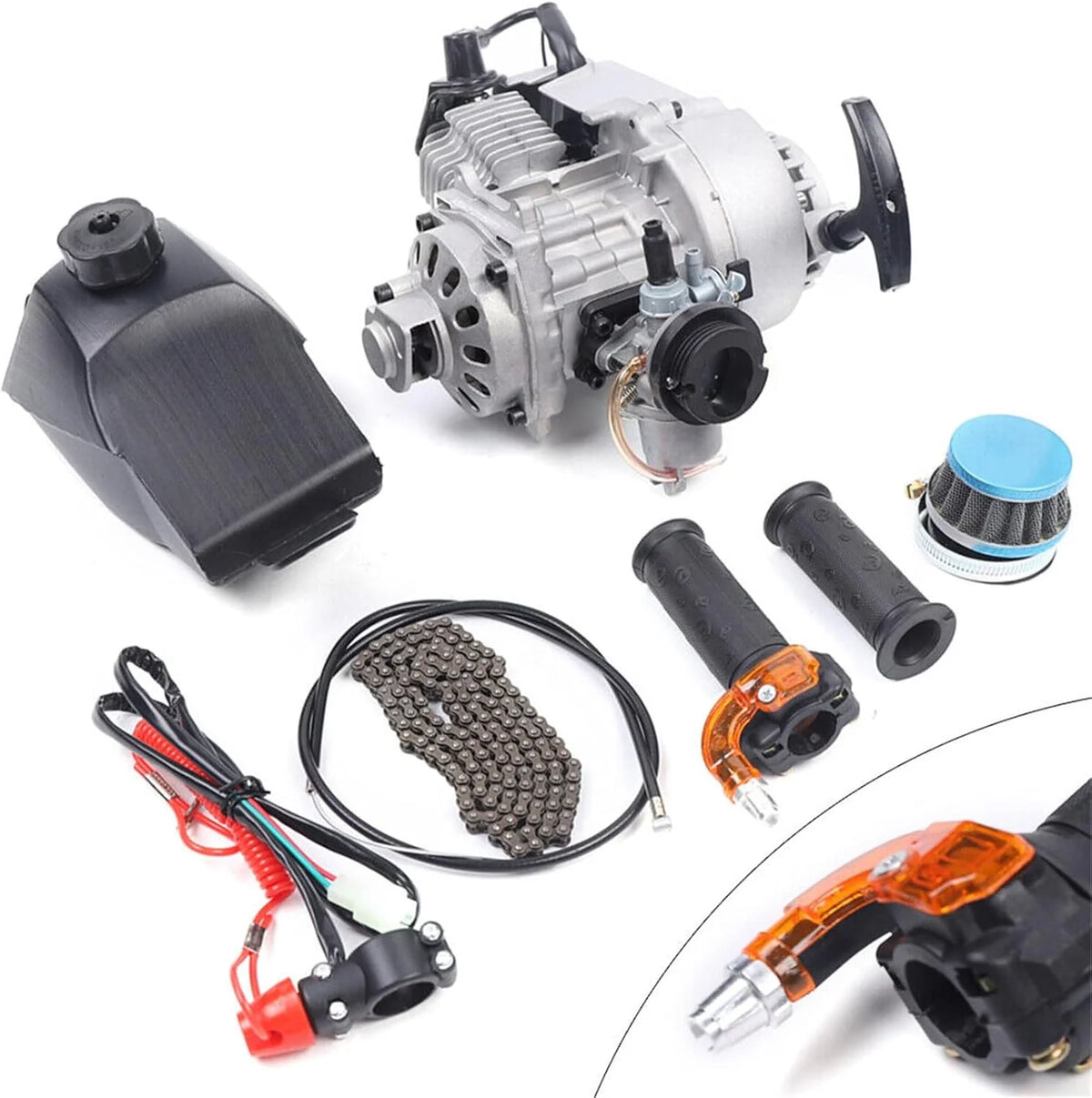 150CC 4 Stroke Engine Motor. Gy6 Single Cylinder Complete Engine Kit for 110cc-150cc Atvs and Go Karts and 11 Long Box Engine Size Scooters High-Flow Oil Pump CVT Carburetor Top Mount