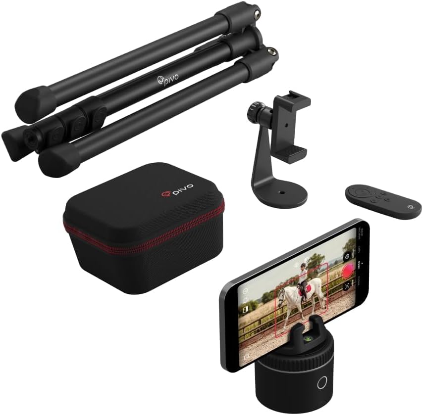 Equestrian silver base set. automatic facial recognition. body recognition. horse mobile tracker. AI-driven 360-degree rotation function. remote control video recording device without manual operation. suitcase and tripod