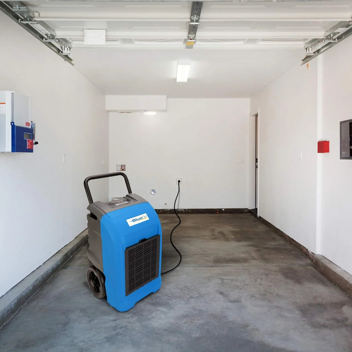 Commercial dehumidifier. suitable for homes. basements. garages and workplaces. Industrial water loss treatment equipment - a set of 1-piece. blue