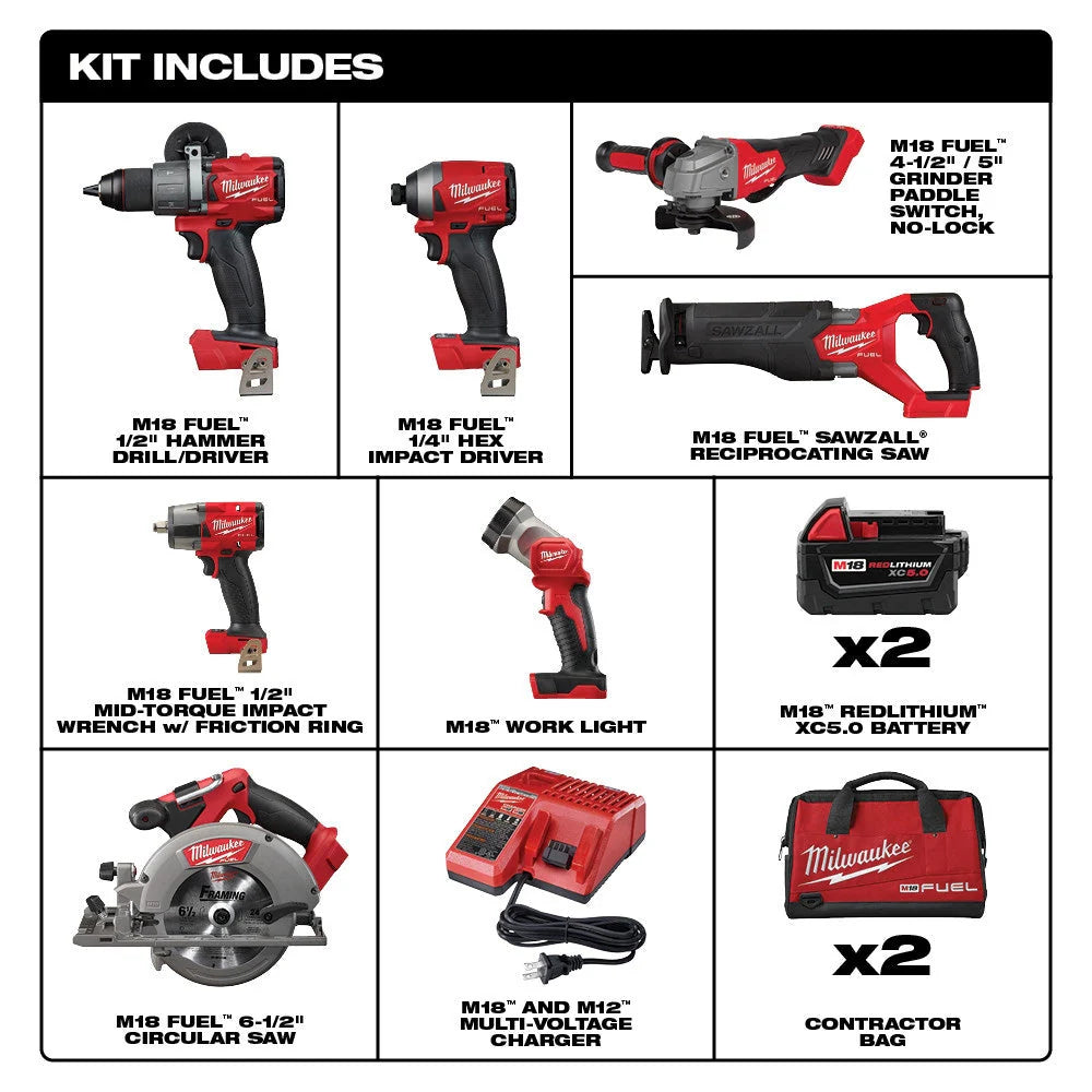 18V M18 Lithium-Ion Brushless Cordless 7-Tool Combo Kit 5.0 Ah