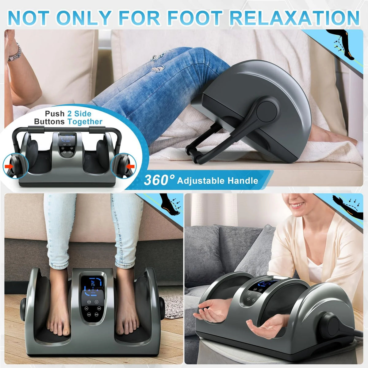 Therapeutic foot massager with heat therapy: Suitable for nerve disorders. plantar fasciitis and pain relief. This FSA/HSA compliant foot massager is suitable for home/office use to massage the feet/legs/shins/ankles. It is suitable for both women an