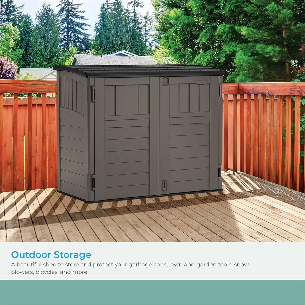 34 Cu. Ft. Horizontal Shed for Outdoor Storage w/Locking System. Stoney/Black