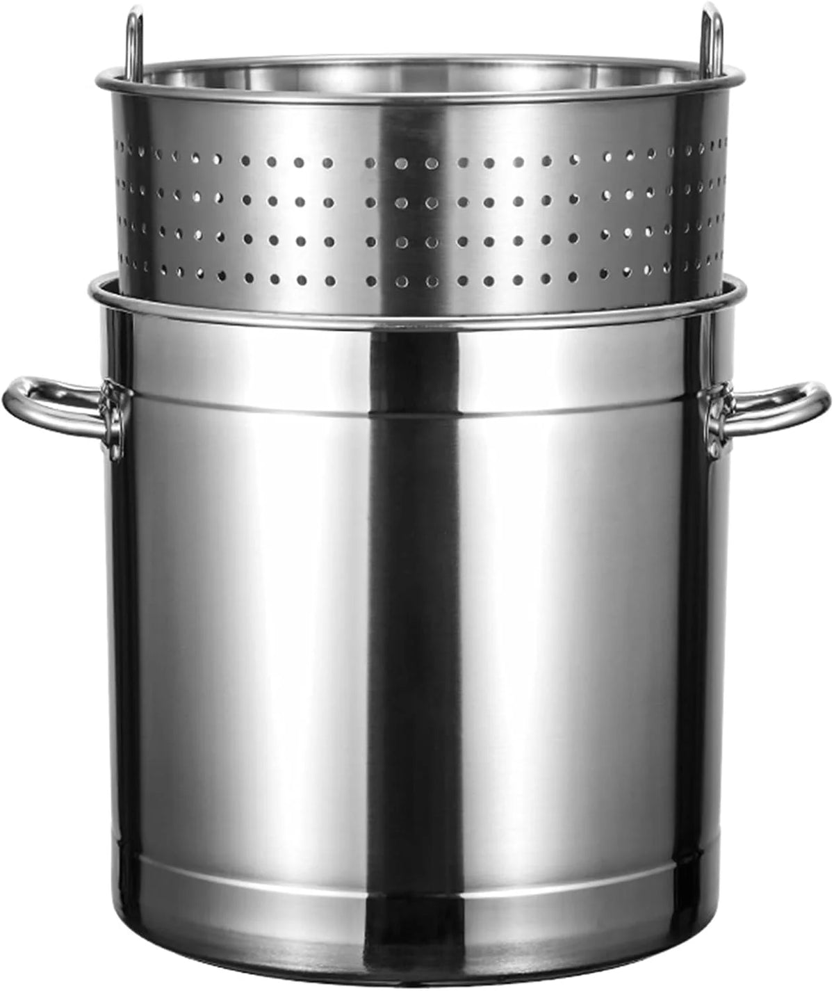 Outdoor Cooking Crawfish Seafood Boil Pot - Stainless Steel Stock Pot with Strainer Basket for Lobster Crab Boil and Shrimp Boil.17.8in/100 quart/25 Gallon
