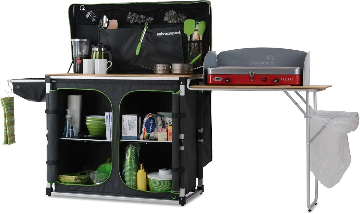 Outdoor camping kitchen system. convenient for cooking. cleaning. preparing camping meals. luxurious camping and essential camping items. large-sized table magic series