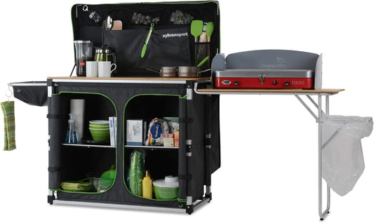Outdoor camping kitchen system. convenient for cooking. cleaning. preparing camping meals. luxurious camping and essential camping items. large-sized table magic series