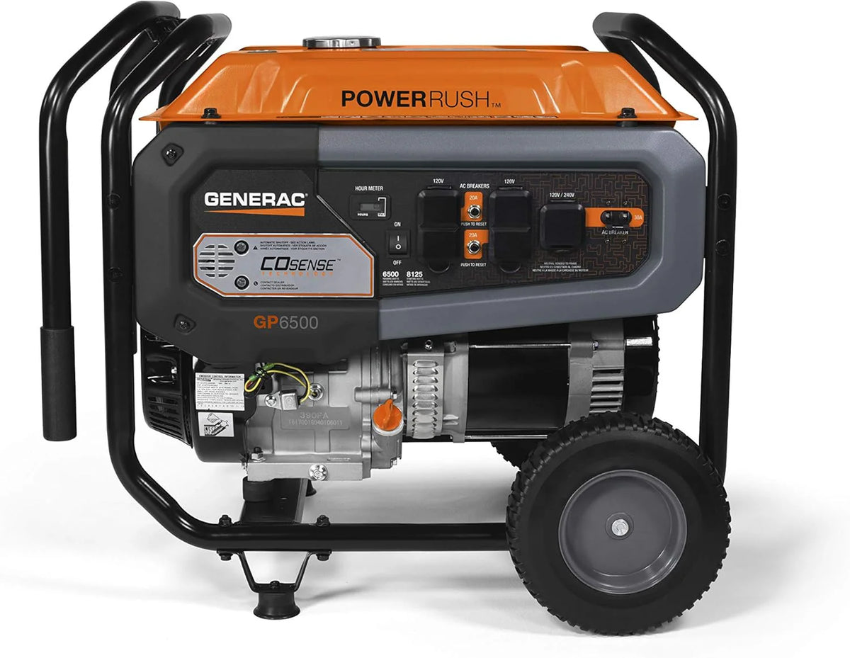 8.000-Watt Gas-Powered Portable Generator - Electric Start with COsense - PowerRush Advanced Technology - Reliable Power for Emergencies. Recreation. Home - 49 State Compliant - Orange/Black