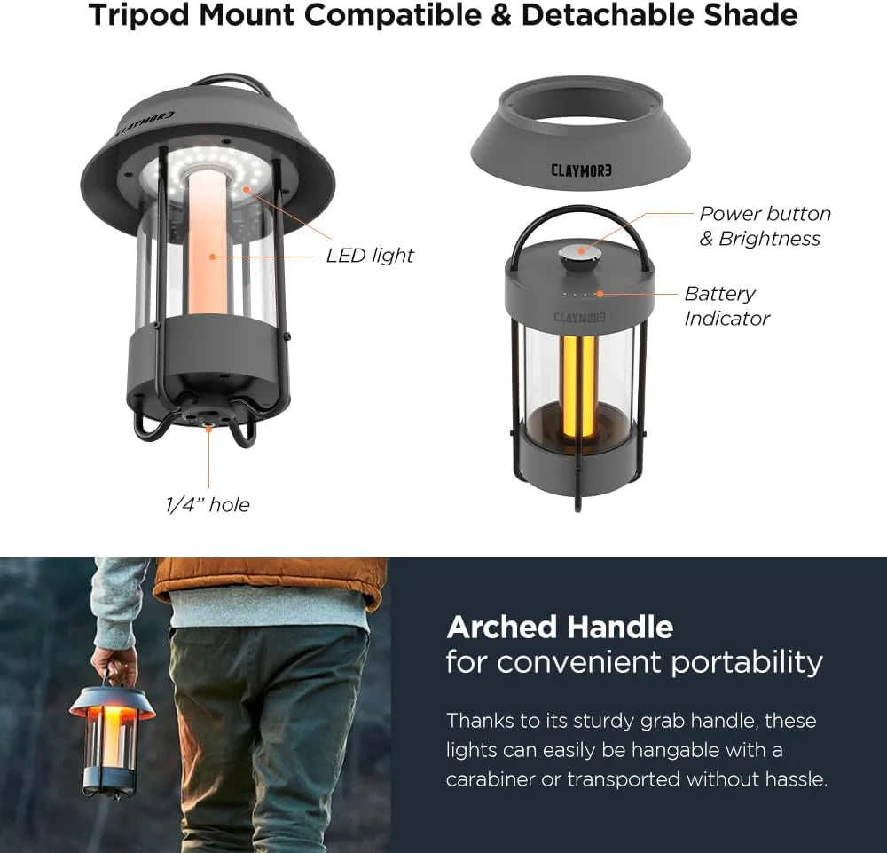 Desk Lamp (Dark Gray) - A beautiful portable outdoor lamp. featuring 4 different lighting heads. equipped with a 6700 mAh rechargeable battery. with a brightness of up to 660 lumens. and featuring waterproof functionality. Suitable for Halloween deco