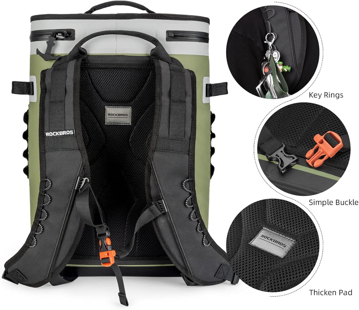 Backpack cooler. leak-proof soft-edge cooling bag. waterproof and insulated backpack cooler. 36 capacity soft cooling bags. suitable for camping. fishing. parties. and picnics.