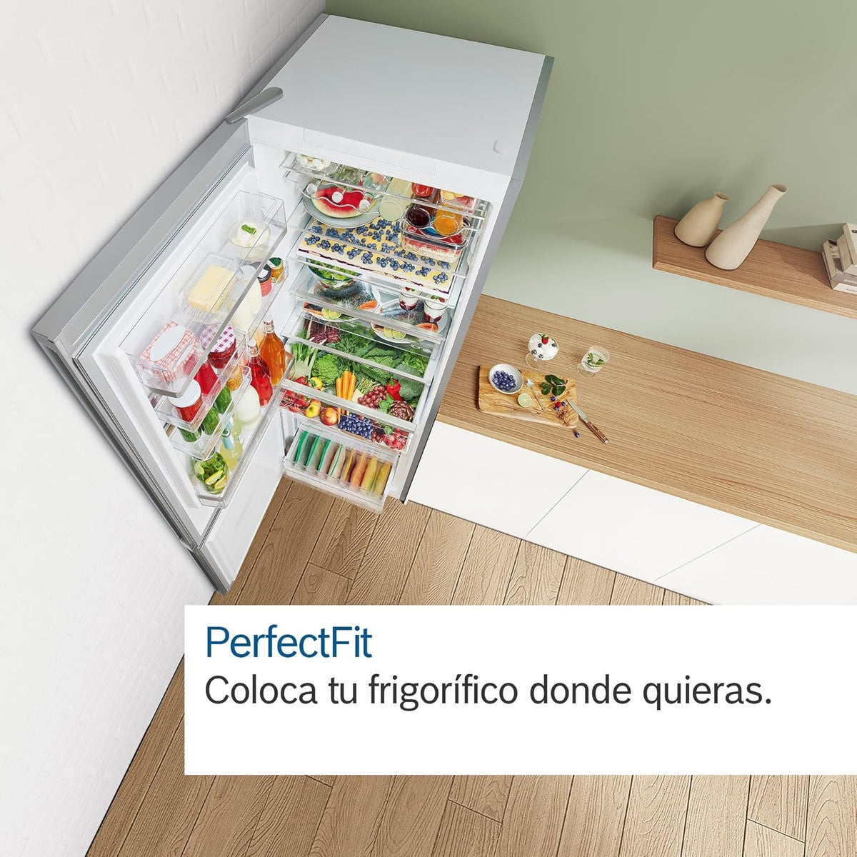 Bosch Serie 4 - Frigorífico combinado. NoFrost. alto 203 x ancho 70 cm. 438 L. Tecnología VitaFresh. Blanco - KGN49XIDQ