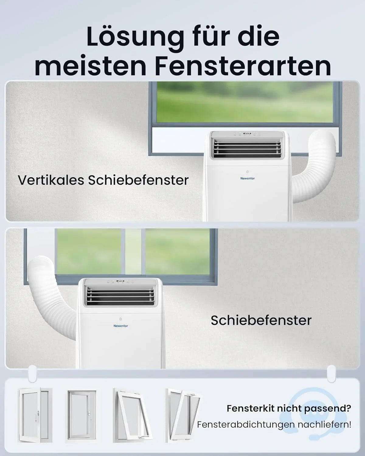 Newentor mobile Klimaanlage 14000 BTU. Klimaanlage mobil mit Abluftschlauch für Räume bis 50m2. kühlen/entfeuchten/ventilieren mit Fernbedienung