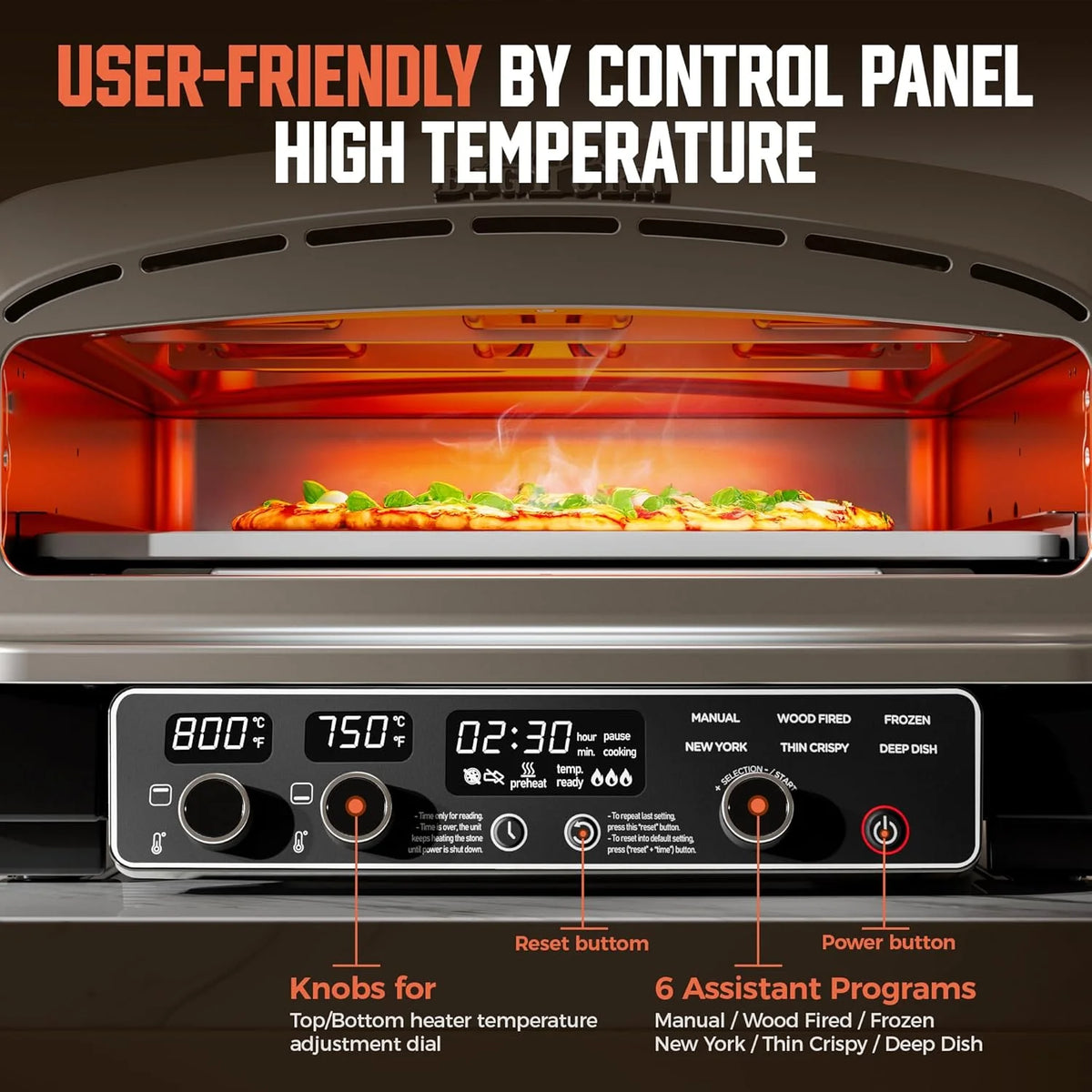 14-Inch Countertop Electric Pizza Oven. Stainless Steel