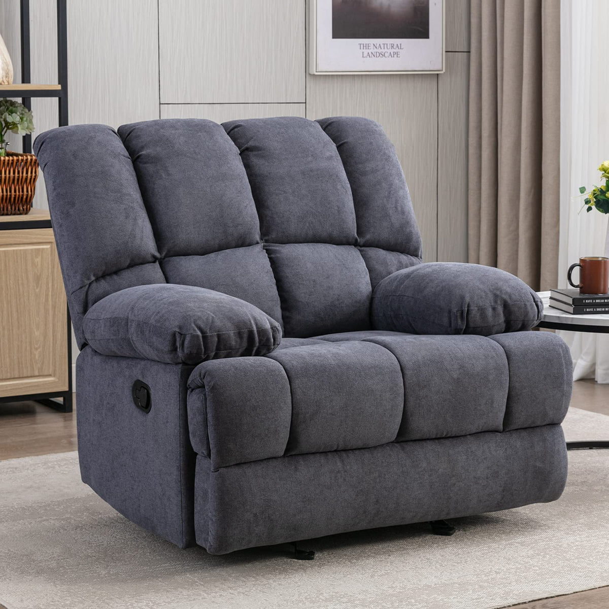 2025 Sillón mecedor sobredimensionado. sillón reclinable manual simple. sillón tapizado acolchonado. sillón mecedor para sala. asiento de teatro talla