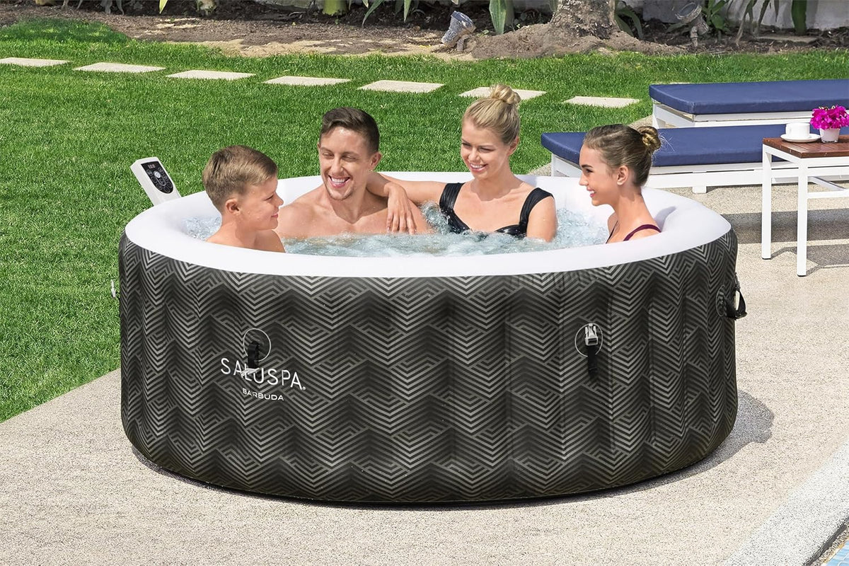71 x 26-Inch Inflatable Hot Tub Spa for 2-4 Persons. Portable. with 2 Covers. Black