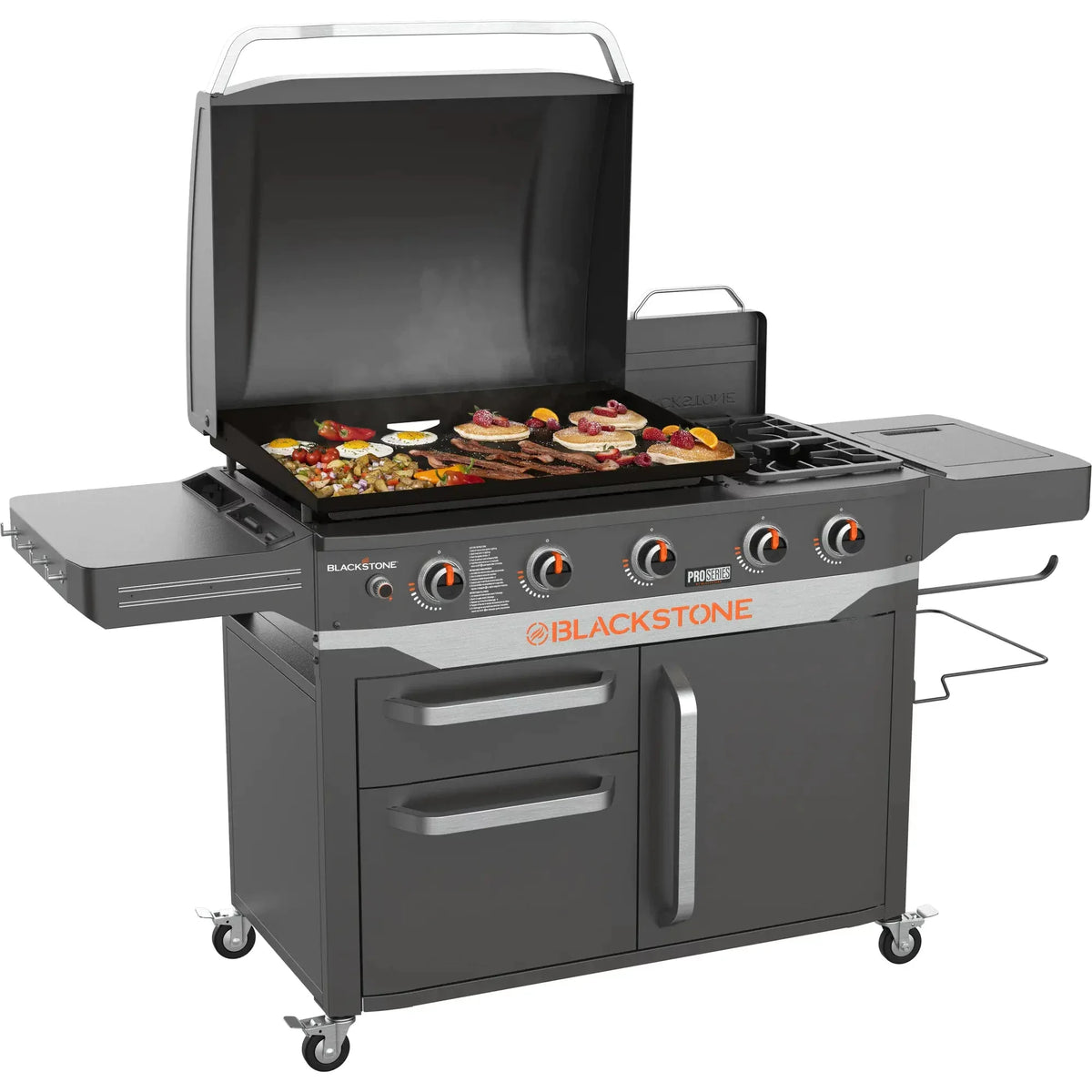 28 5-Burner Propane Griddle with Range Top – 72.000 BTU Outdoor Cooking Station