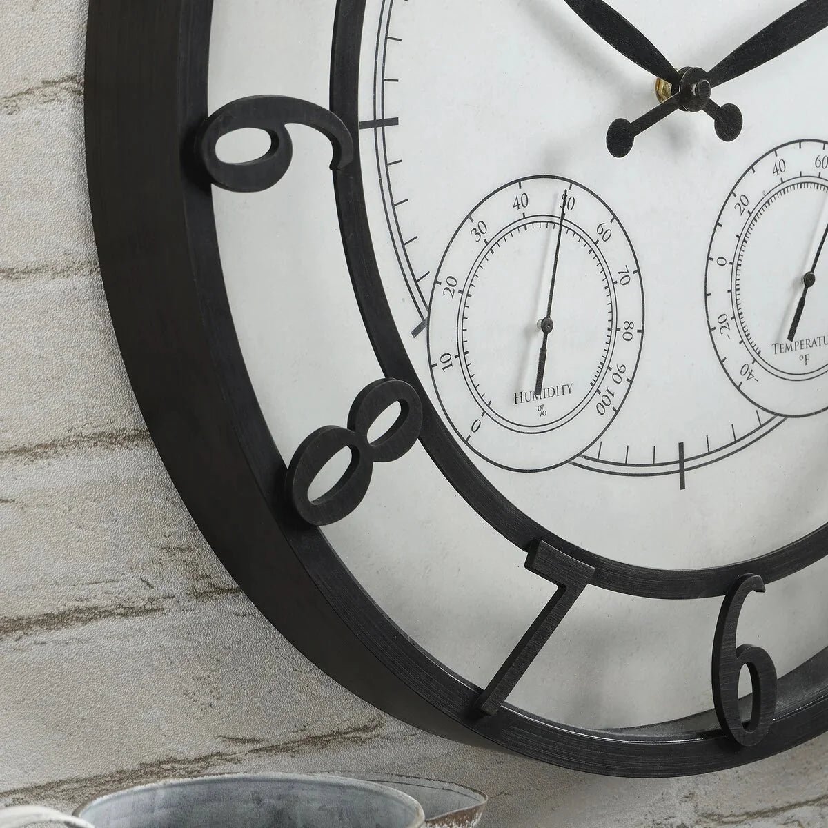 18 Bronze-Tone Outdoor Wall Clock. Weather-Resistant Plastic. Farmhouse Style