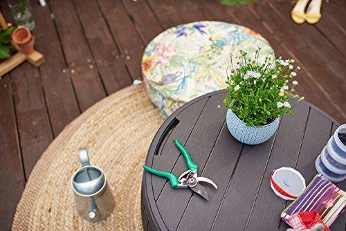 37 Gallon Round Deck Box. Patio Table for Outdoor Cushion Storage. Brown