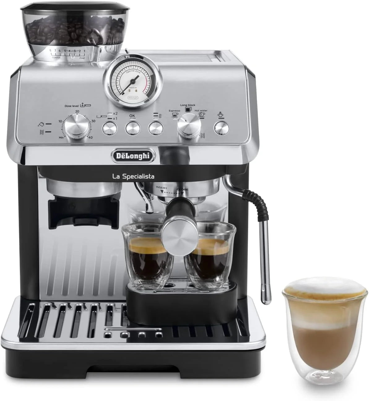 De'Longhi La Specialista Arte EC9155.MB Siebtrgermaschine. Espressomaschine mit Mahlwerk. 8 Mahlgrade. 15 Bar. 3 Temperaturen. Milchschaumdüse. 1300 W