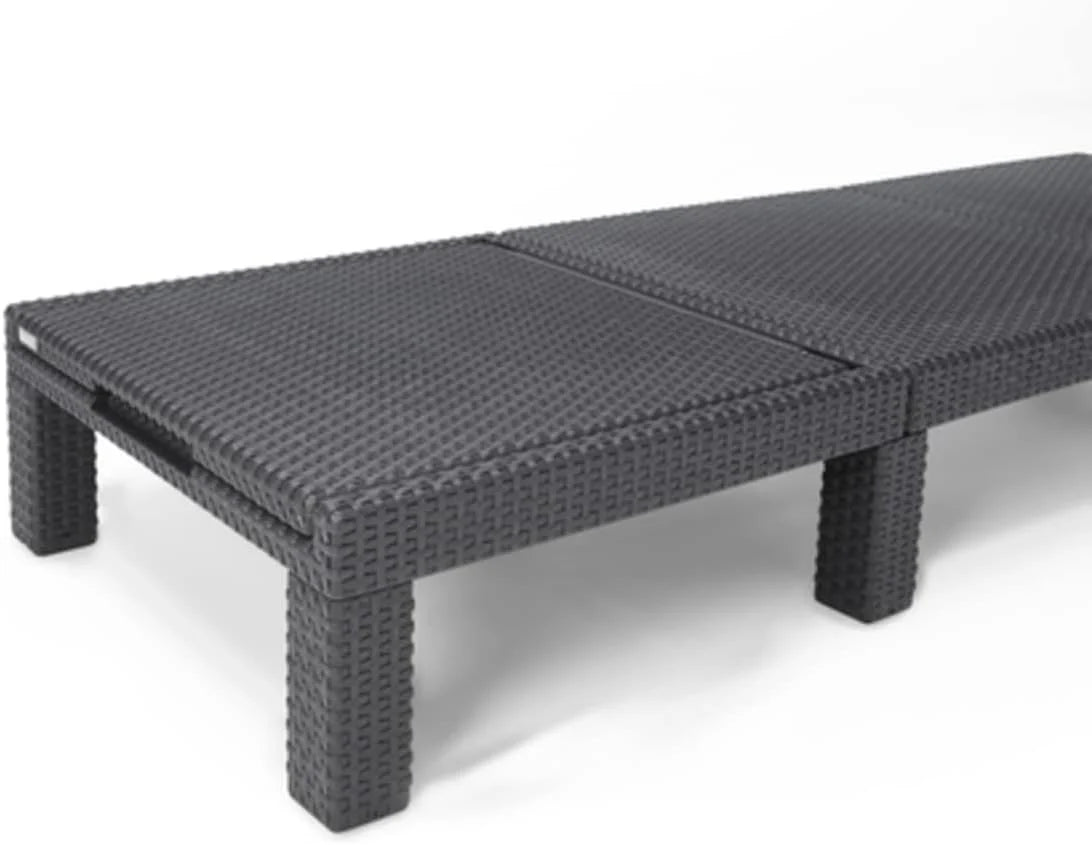 Allibert by Keter Daytona Deluxe Sonnenliege für Garten. Terrasse & Balkon mit verstellbarem Kopfteil. grau. inkl. Auflage. Gartenliege aus Kunststoff
