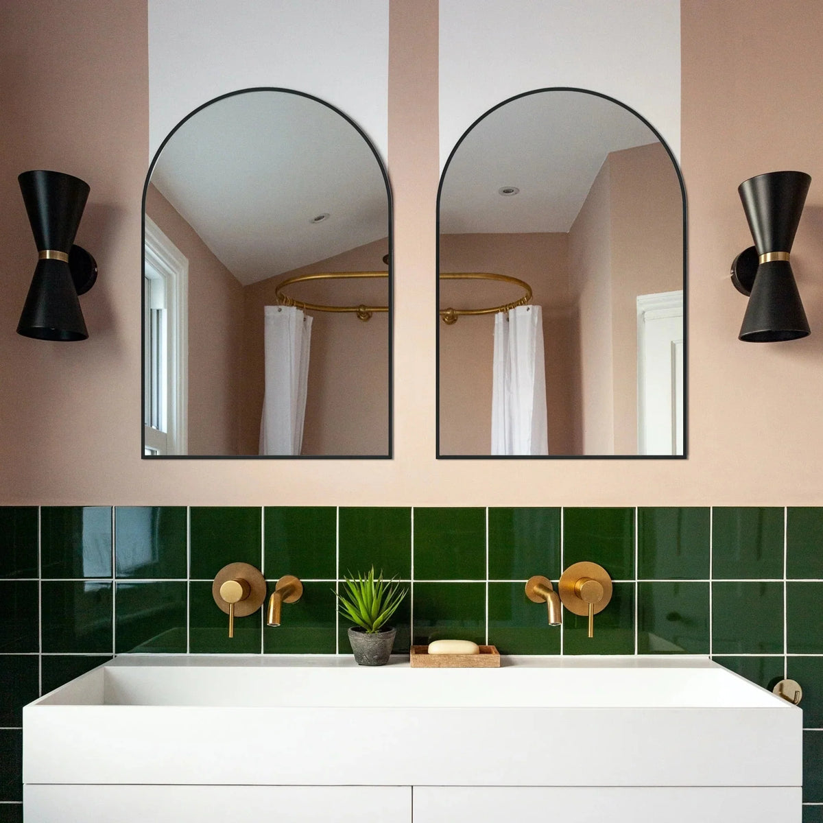 2 Pack 36x24 Inch Arched Bathroom Vanity Mirrors. Wall Mounted Decorative Mirrors for Bathroom and Bedroom