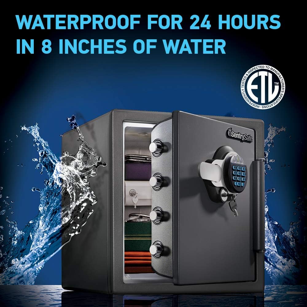 1.23 Cu Ft Waterproof and Fireproof Digital Safe Box. Alloy Steel Security Safe for Home and Office