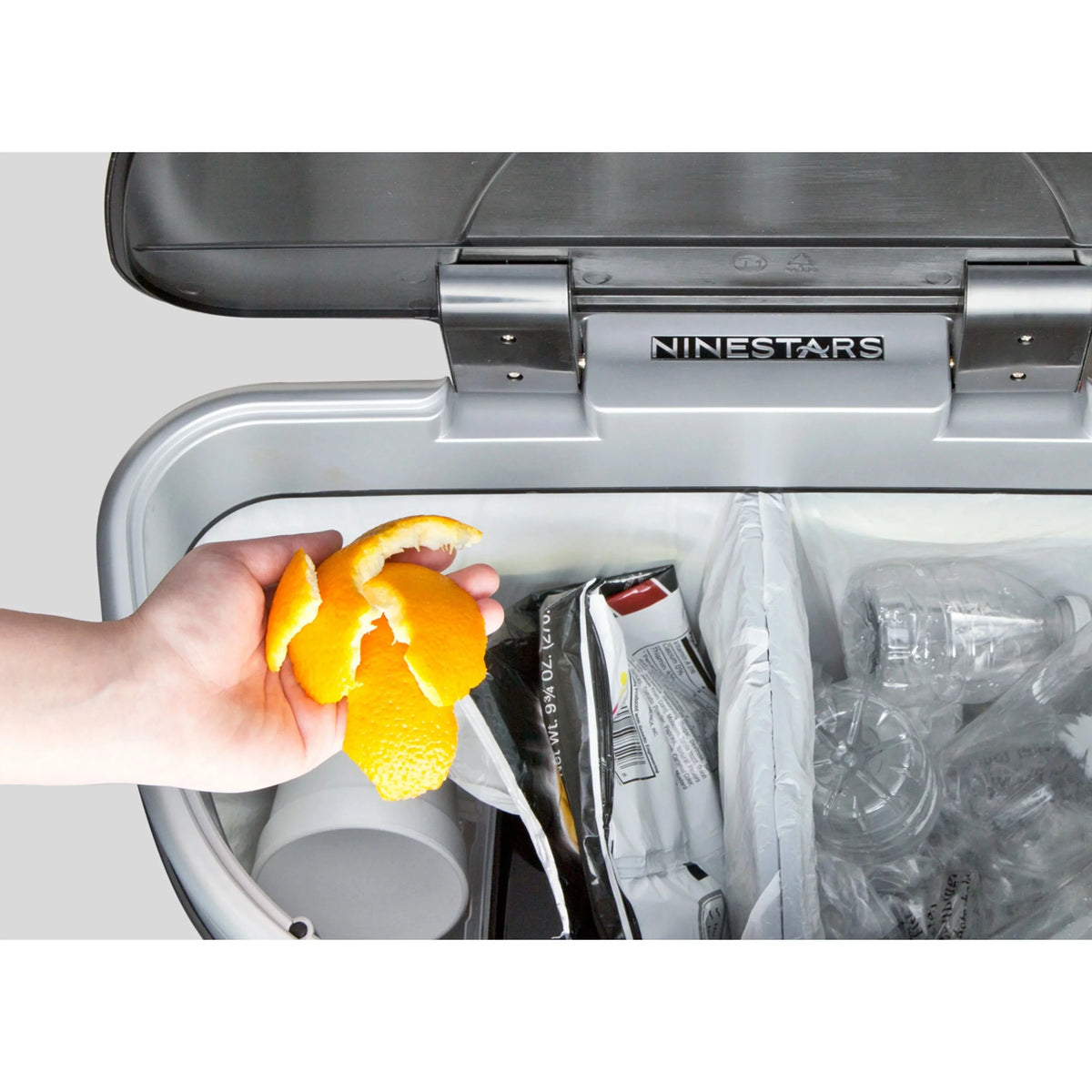 18 Gallon Dual Compartment Motion Sensor Trash Can. Automatic Hands-Free Kitchen Garbage Bin