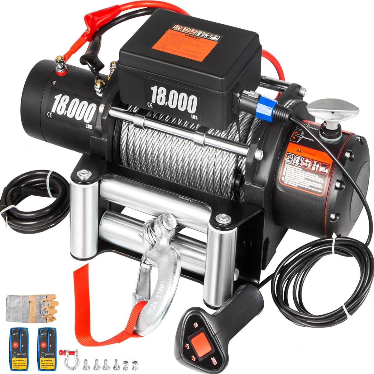 18.000 LBS Electric Winch. 12V Steel Cable Winch. Off-Road Towing Winch for ATV. UTV. Truck and Trailer