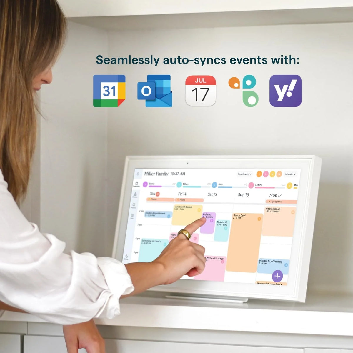 15 Inch Digital Wall Planner & Chore Chart. Smart Family Calendar Organizer Display for Home Organization