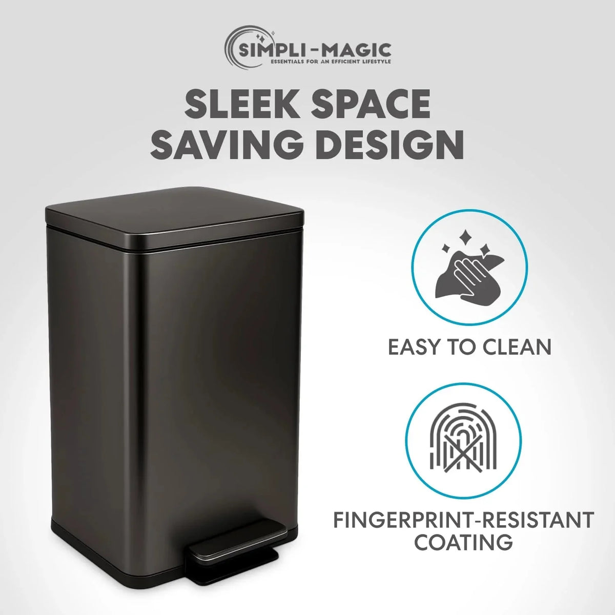13.2 Gallon Step Trash Can. Hands-Free Kitchen Garbage Bin with Odor Control