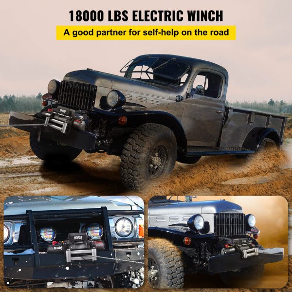 18.000 LBS Electric Winch. 12V Steel Cable Winch. Off-Road Towing Winch for ATV. UTV. Truck and Trailer