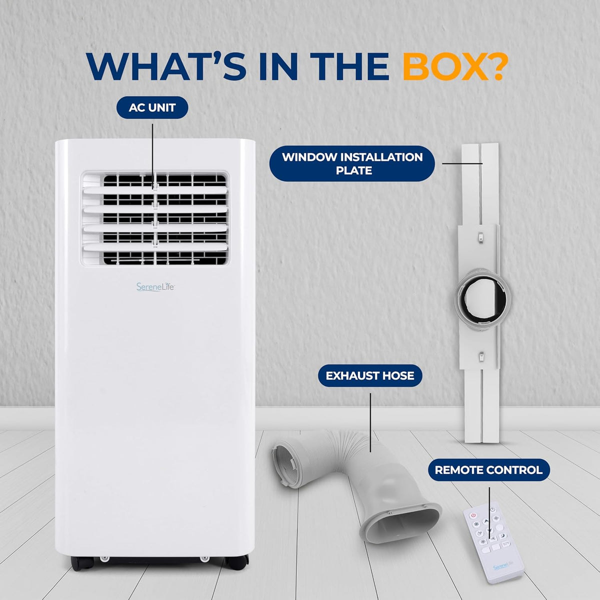 Portable Air Conditioner– 8.000 BTU 3-in-1 AC Unit with Cooling. Dehumidifier & Fan –w/ Remote Control. Window Mount Kit. Wheels. Quiet Operation for Rooms up to 300 sq ft