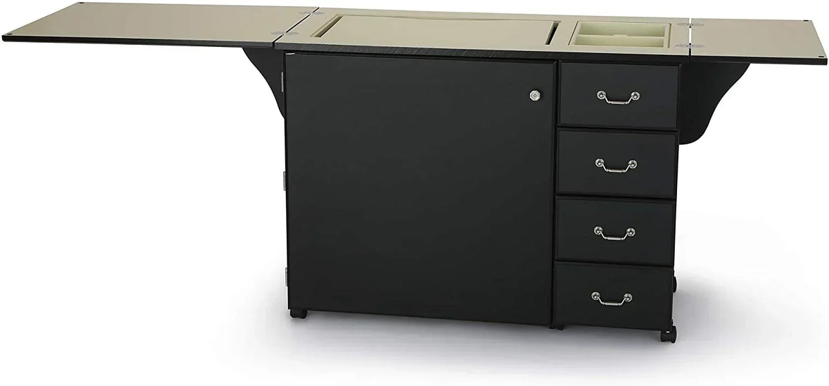 Sewing Cabinet for Sturdy Sewing. Cutting. Quilting. and Crafting with Storage and Airlift. Black Finish