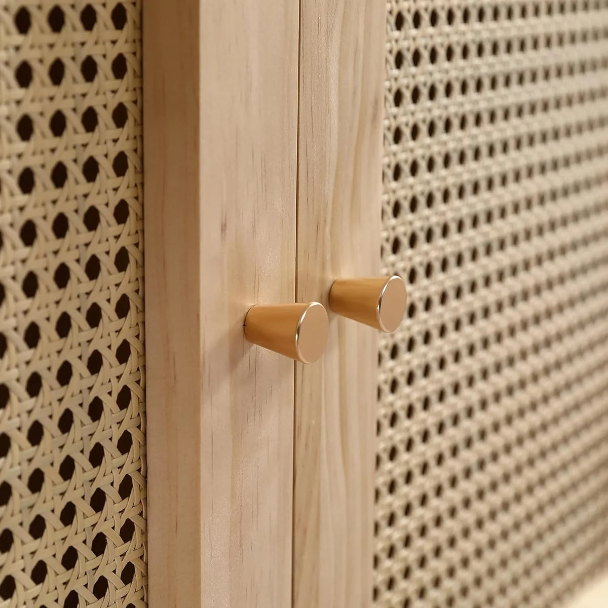 Soweiz Armario con barra. armario de 2 puertas. dormitorio. red de ratán. sala de estar. con tapa inferior abatible. tableros de partículas+ratán de