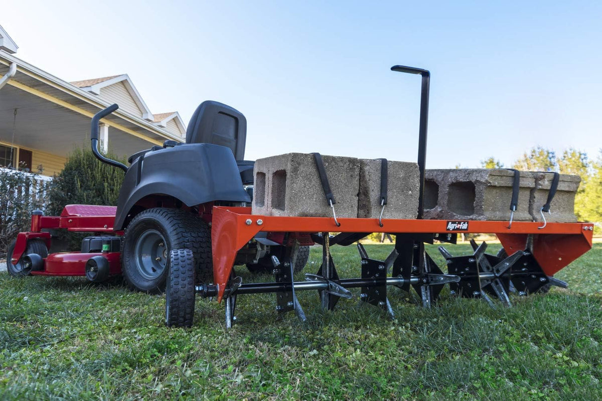 48 Tow Behind Lawn Plug Aerator with Universal Hitch; Designed to Pull Behind Lawn & Garden Tractors