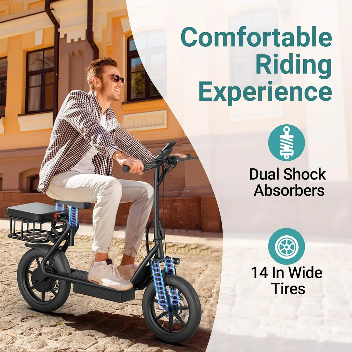 Electric Scooter Adults.Max 19/27/49 Miles Ranges.Top Speed 19/22 mph.350/750W Peak Motor. Folding E-Scooter with Dual Braking Dual Suspension
