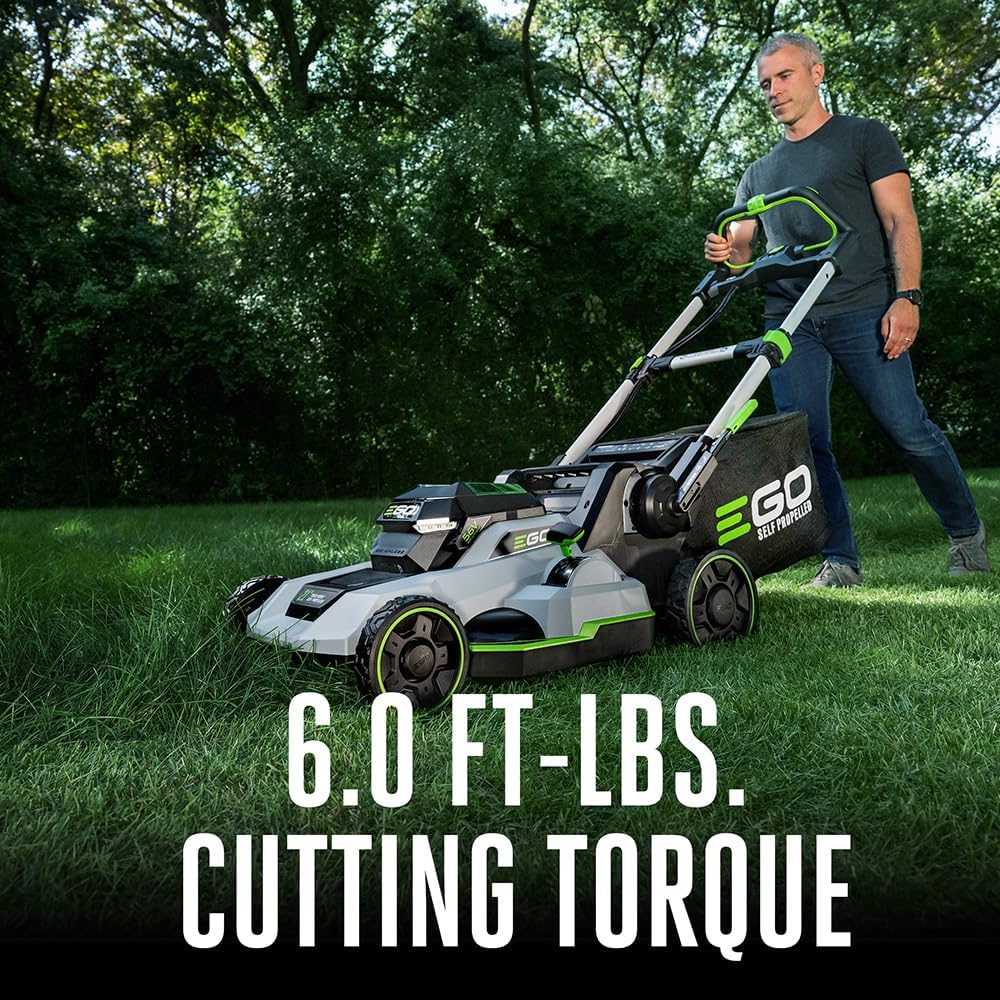 21-Inch 56V Self-Propelled Cordless Lawn Mower with 2 x 4.0Ah Batteries and Rapid Charger. Black