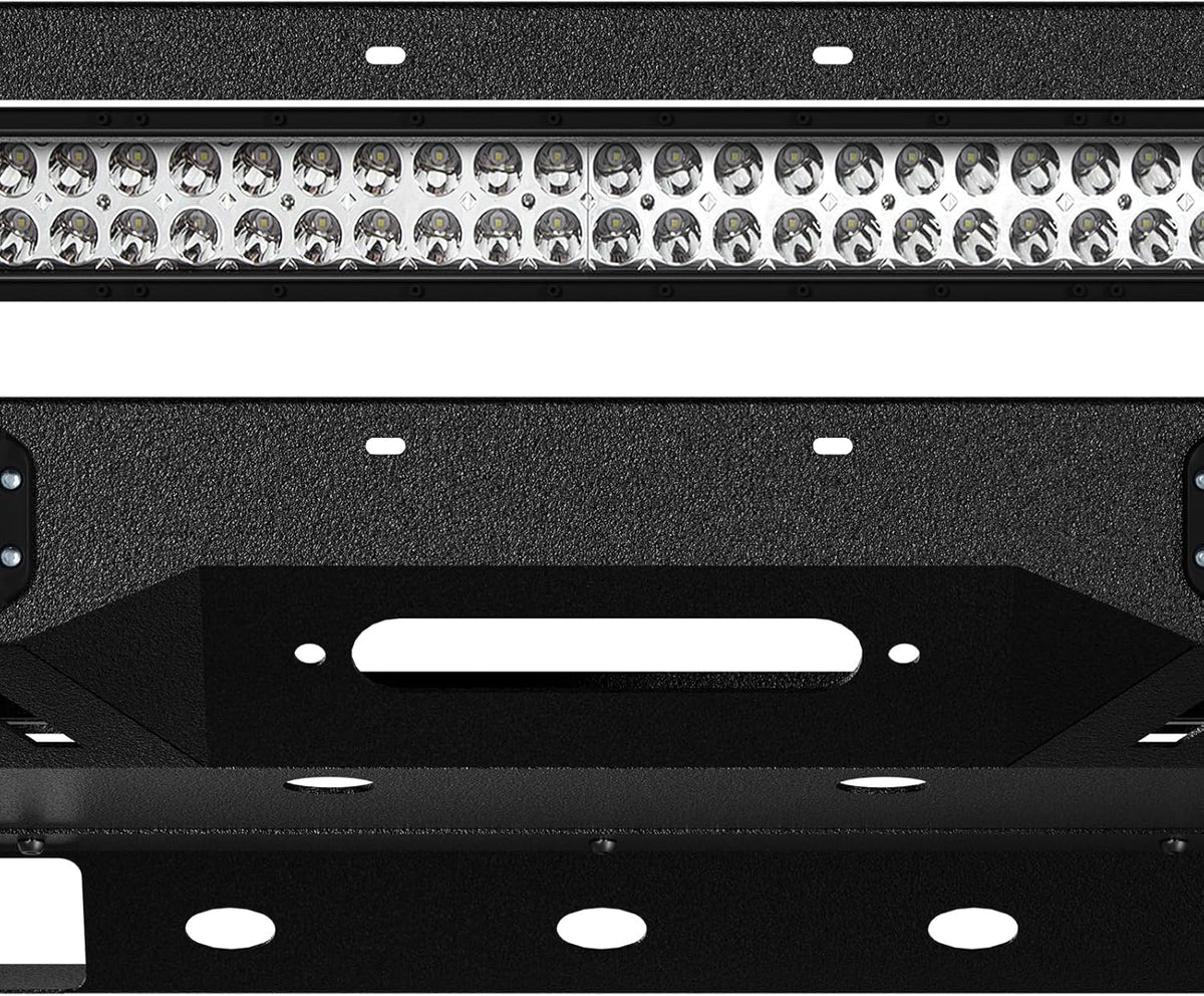 for Tacoma 3rd Gen Stubby Front Bumper Compatible with 2016 2017 2018 2019 2020 2021 2022 2023 Toyota Tacoma with Skid Plate. Winch Plate. License Plate Frame. LED Lights & D-rings. Black