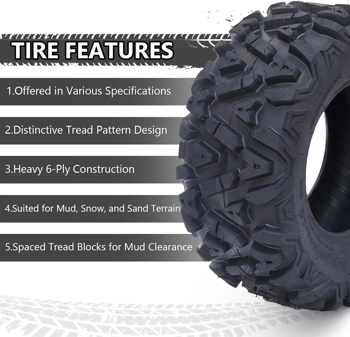 26x12x12 Atv Tires. Set of 2 Atv Tires 26x12-12 6PR. All Terrain Atv/Utv Off-Road Tires. Black