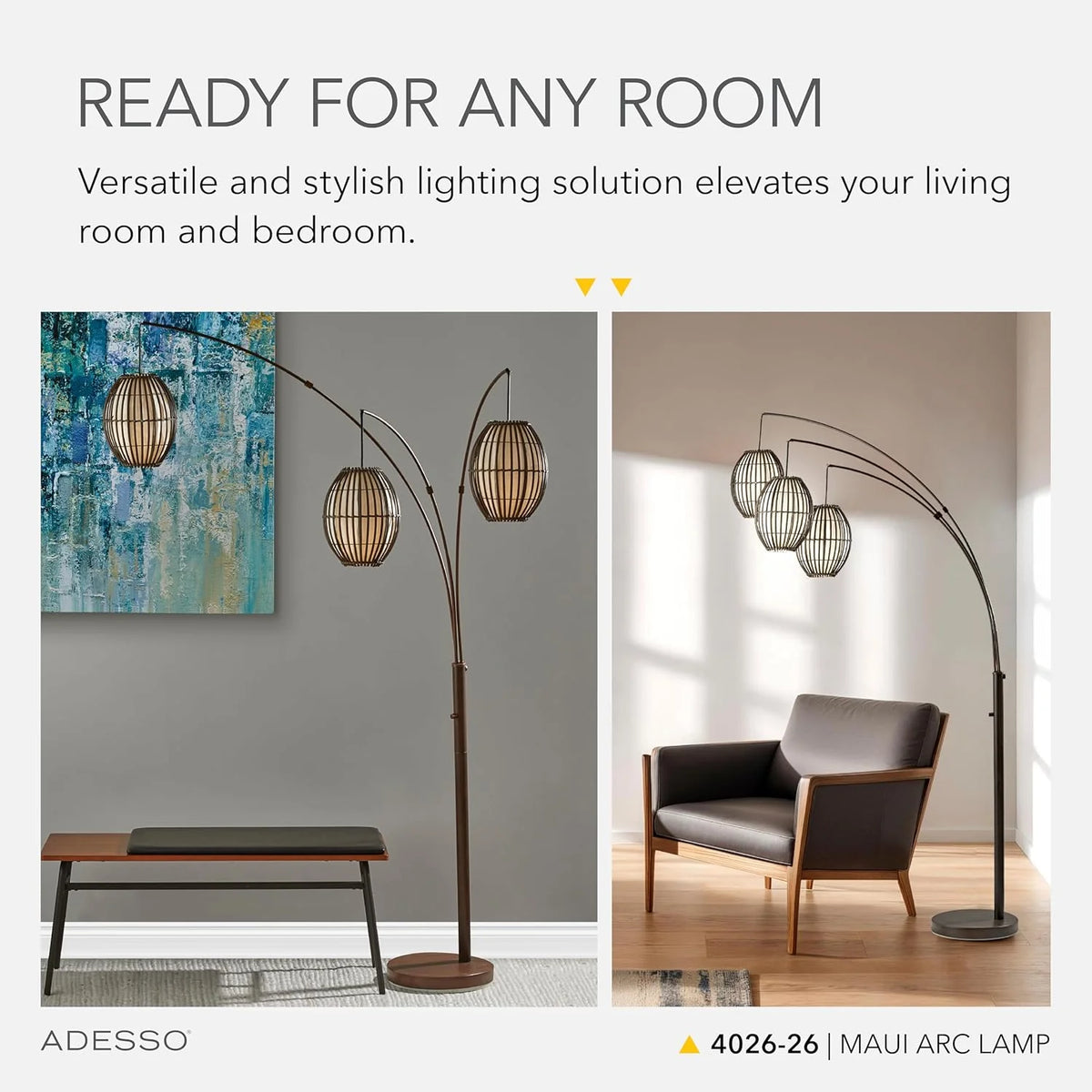 Floor lamp. equipped with three movable lampshades and an adjustable height design - perfect for decorating bedrooms. living rooms and corners. with a bronze color finish.