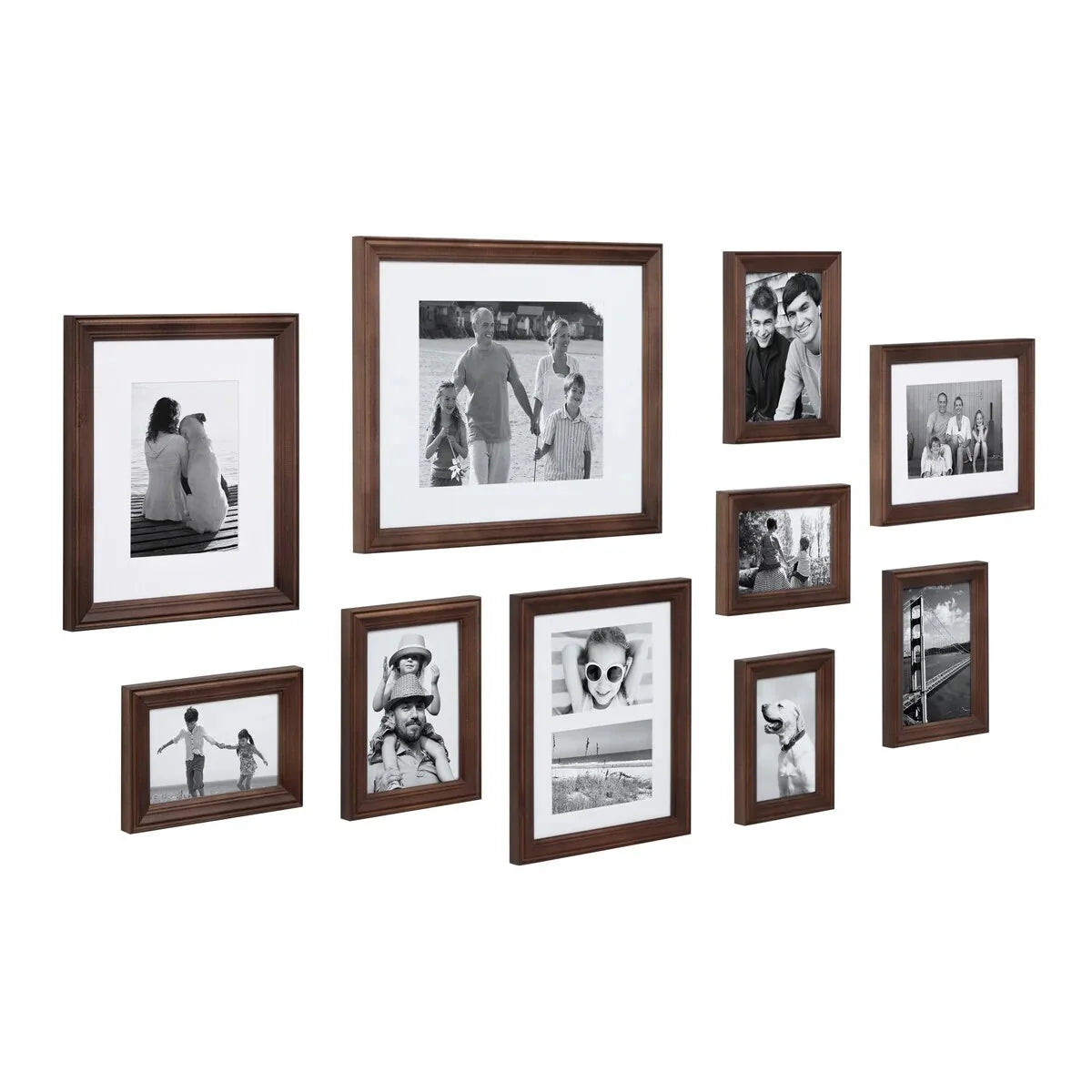 10-Piece Wood Gallery Wall Picture Frame Set. Decorative Photo Display Frames for Living Room. Bedroom and Home Decor
