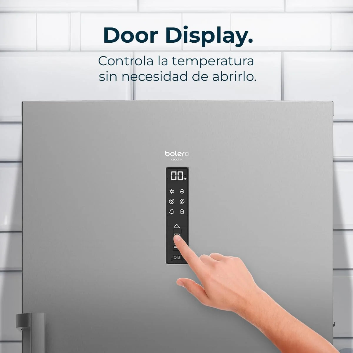 Cecotec Congelador Vertical de 380L Bolero CoolMarket UF 380 inox D. 1950W. Motor Inverter Plus. Bajo Consumo. Total No Frost. Display door.