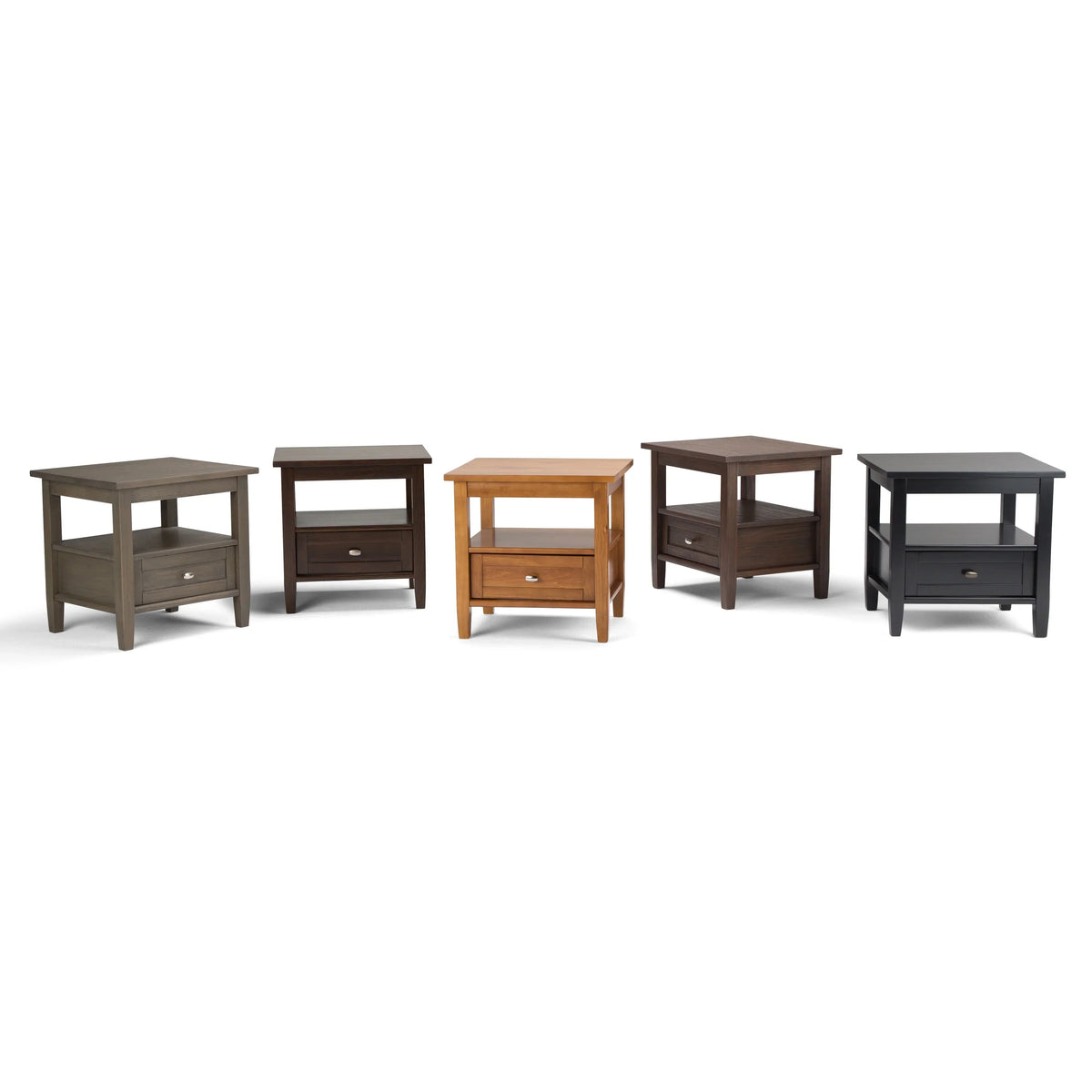 20 Inch Wide Solid Wood Rectangle End Table. Transitional Side Table