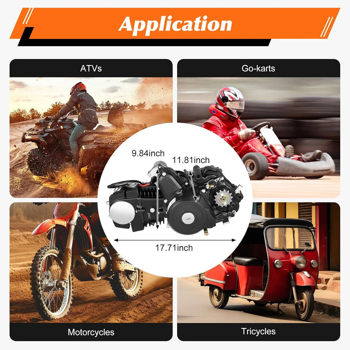 150CC 4 Stroke Engine Motor. Gy6 Single Cylinder Complete Engine Kit for 110cc-150cc Atvs and Go Karts and 11 Long Box Engine Size Scooters High-Flow Oil Pump CVT Carburetor Top Mount